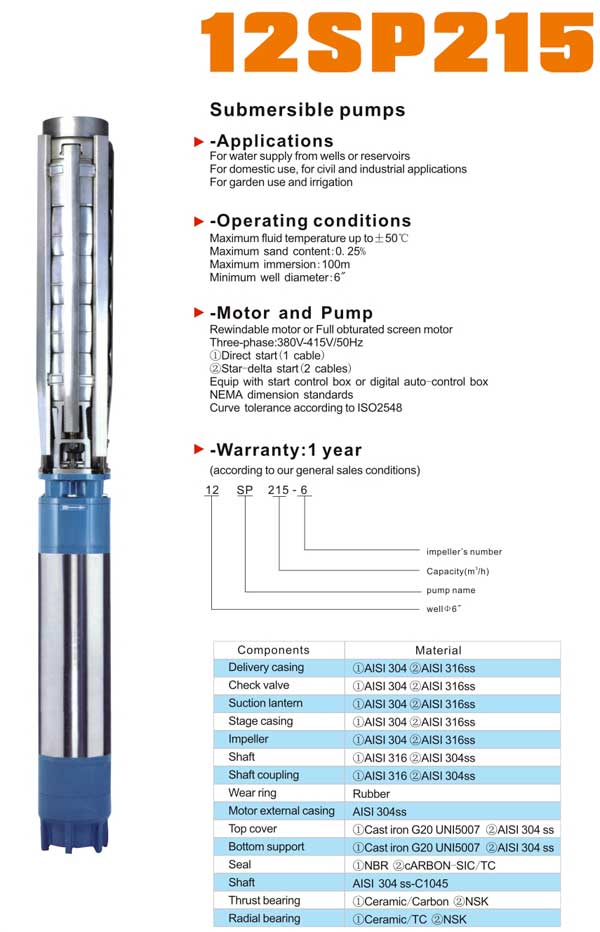 SP不銹鋼深井潛水泵